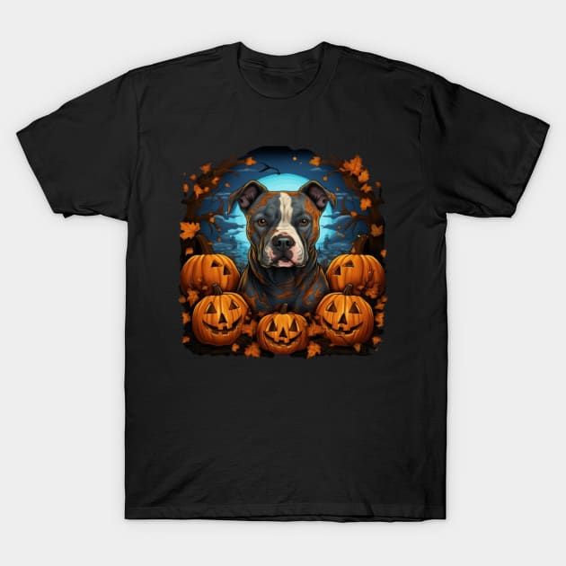 Halloween American Staffordshire terrier T-Shirt by NatashaCuteShop